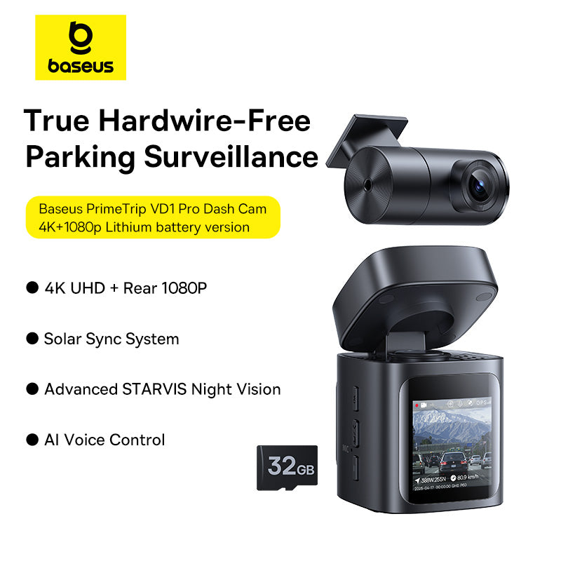 Baseus PrimeTrip VD1 Pro Dash Cam Lithium Battery 4K+1080p - Image 12
